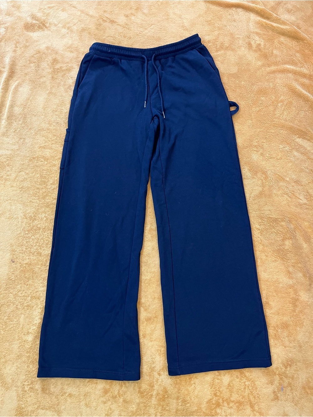 Edikted Navy Wide Leg Sweatpants with Utility Loop